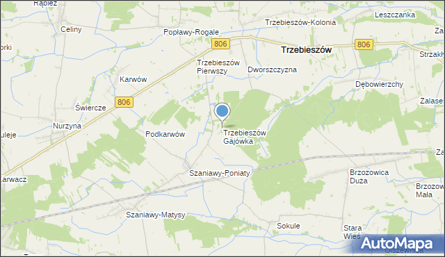 mapa Trzebieszów Gajówka, Trzebieszów Gajówka na mapie Targeo